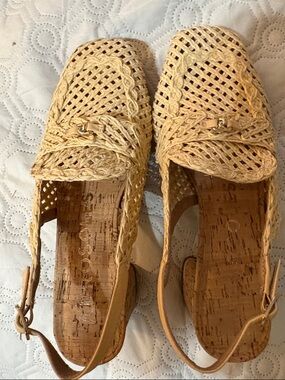 AEROSOLES Woven Slingback Mules in Beige